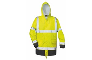 Warnschutz-PU-Regen-Jacke "Manfred" fluoreszierend gelb/schwarz abgesetzt