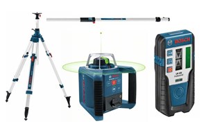 Rotationslaser GRL 300 + Laser-Empfänger LR1G +  Kurbelstativ BT 300 HD + Messlatte GR 240 Bosch 
