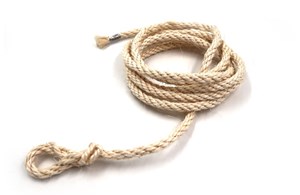 Kälberseil Sisal 4-litzØ10mm 3m m.einem geklamm.Ende Muffler